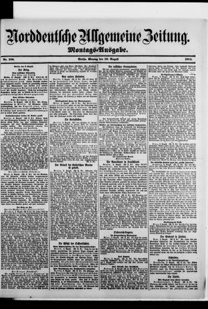 Norddeutsche allgemeine Zeitung on Aug 10, 1914