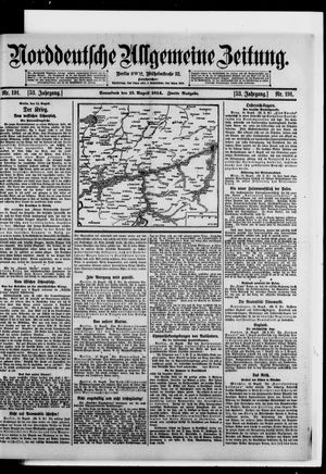 Norddeutsche allgemeine Zeitung on Aug 15, 1914