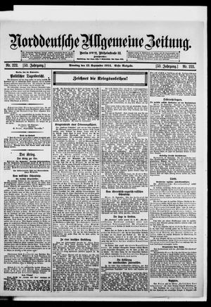 Norddeutsche allgemeine Zeitung vom 15.09.1914