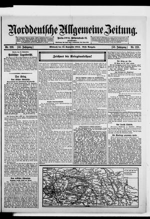 Norddeutsche allgemeine Zeitung on Sep 16, 1914