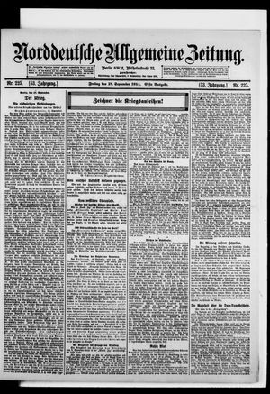 Norddeutsche allgemeine Zeitung on Sep 18, 1914