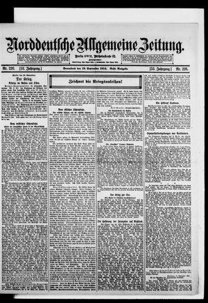Norddeutsche allgemeine Zeitung on Sep 19, 1914