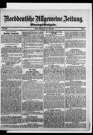 Norddeutsche allgemeine Zeitung vom 21.09.1914