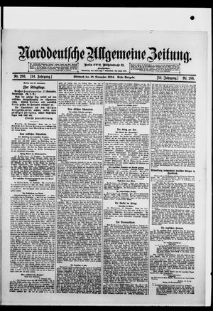 Norddeutsche allgemeine Zeitung on Nov 18, 1914