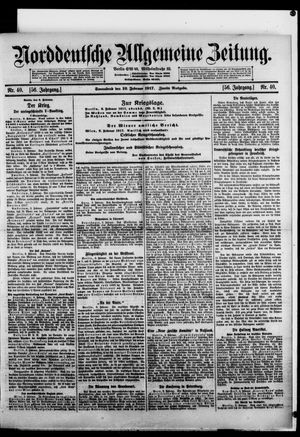 Norddeutsche allgemeine Zeitung on Feb 10, 1917