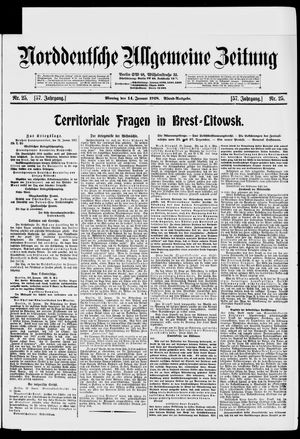 Norddeutsche allgemeine Zeitung on Jan 14, 1918