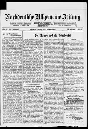 Norddeutsche allgemeine Zeitung on Feb 4, 1918
