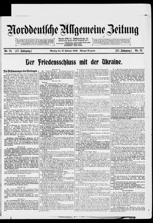 Norddeutsche allgemeine Zeitung on Feb 11, 1918