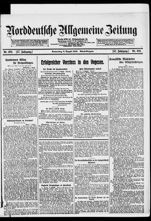 Norddeutsche allgemeine Zeitung vom 08.08.1918