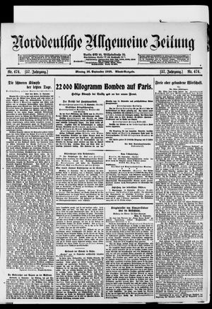 Norddeutsche allgemeine Zeitung vom 16.09.1918