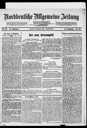 Norddeutsche allgemeine Zeitung vom 27.09.1918