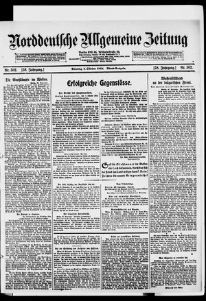 Norddeutsche allgemeine Zeitung vom 01.10.1918