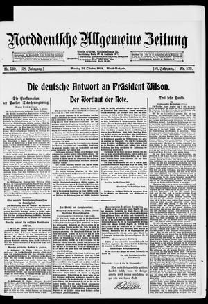 Norddeutsche allgemeine Zeitung vom 21.10.1918