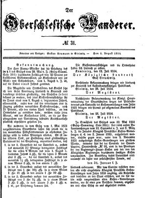 Der Oberschlesische Wanderer vom 01.08.1854