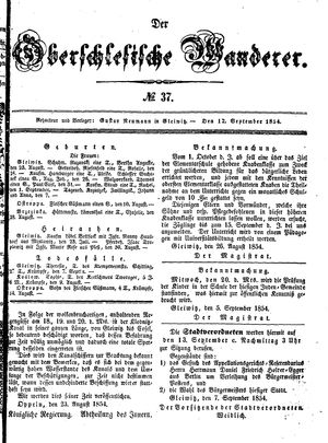 Der Oberschlesische Wanderer vom 12.09.1854