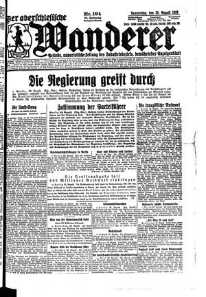 Der Oberschlesische Wanderer vom 23.08.1923