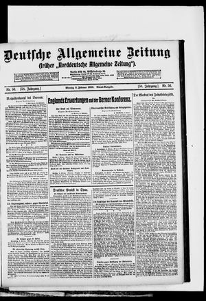 Deutsche allgemeine Zeitung on Feb 3, 1919