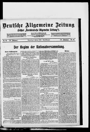 Deutsche allgemeine Zeitung on Feb 6, 1919
