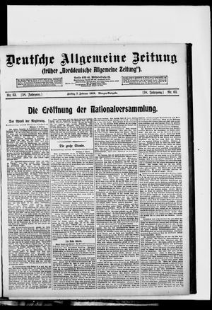 Deutsche allgemeine Zeitung on Feb 7, 1919