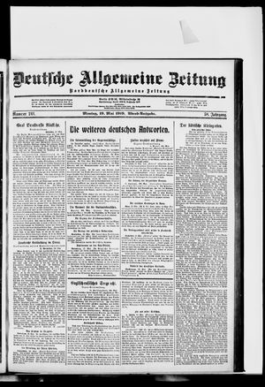 Deutsche allgemeine Zeitung vom 19.05.1919
