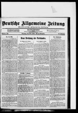 Deutsche allgemeine Zeitung vom 20.05.1919