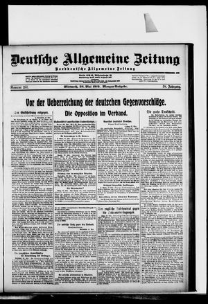 Deutsche allgemeine Zeitung on May 28, 1919