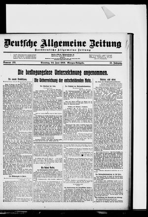 Deutsche allgemeine Zeitung vom 24.06.1919