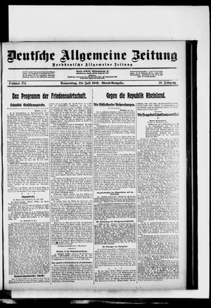 Deutsche allgemeine Zeitung on Jul 24, 1919