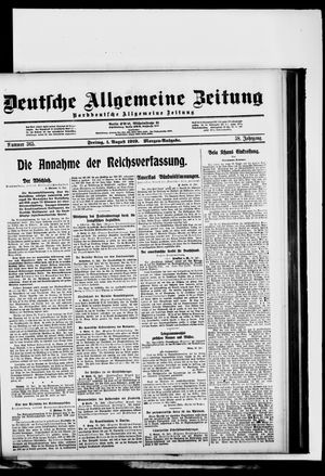 Deutsche allgemeine Zeitung vom 01.08.1919