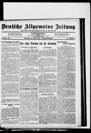 Deutsche allgemeine Zeitung on Aug 12, 1919