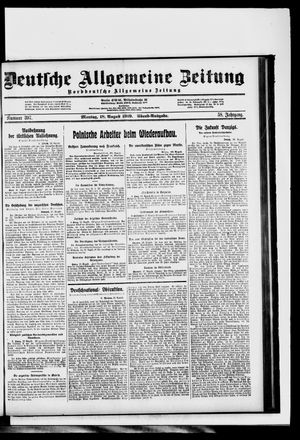 Deutsche allgemeine Zeitung on Aug 18, 1919