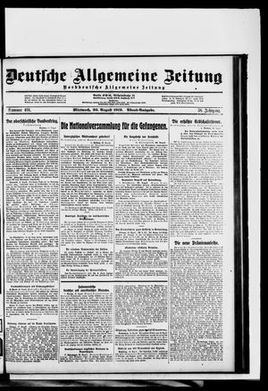 Deutsche allgemeine Zeitung vom 20.08.1919