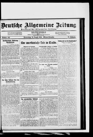 Deutsche allgemeine Zeitung vom 21.08.1919