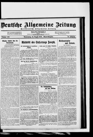 Deutsche allgemeine Zeitung vom 21.08.1919