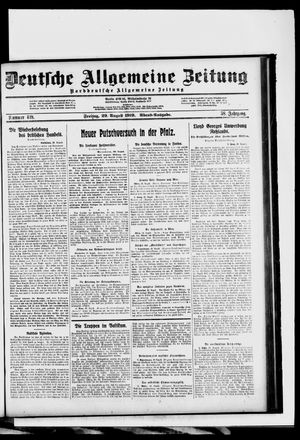 Deutsche allgemeine Zeitung vom 29.08.1919