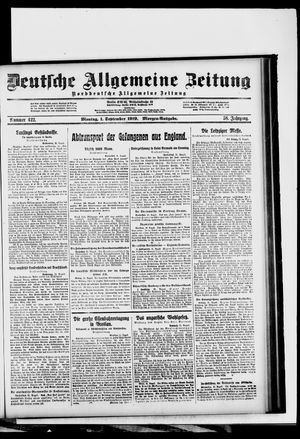 Deutsche allgemeine Zeitung vom 01.09.1919