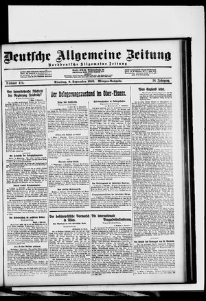 Deutsche allgemeine Zeitung vom 02.09.1919