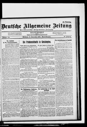 Deutsche allgemeine Zeitung vom 17.09.1919