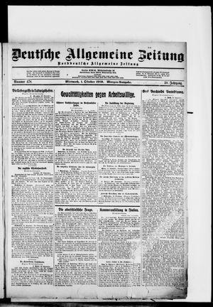 Deutsche allgemeine Zeitung vom 01.10.1919