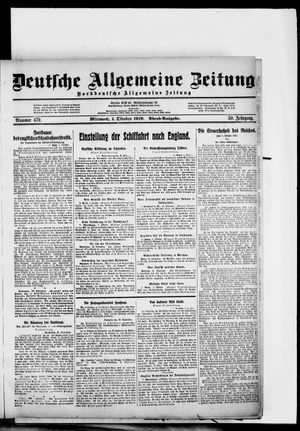 Deutsche allgemeine Zeitung vom 01.10.1919