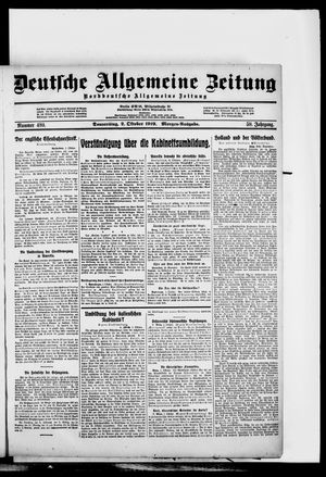 Deutsche allgemeine Zeitung on Oct 2, 1919