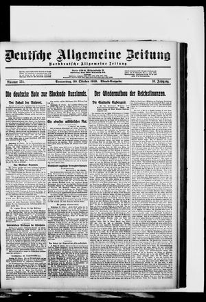 Deutsche allgemeine Zeitung vom 30.10.1919