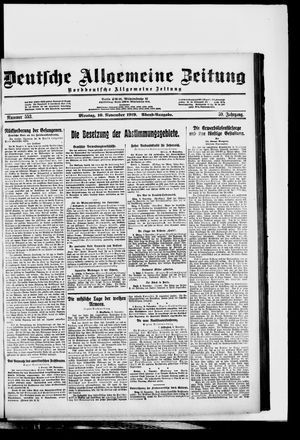 Deutsche allgemeine Zeitung vom 10.11.1919