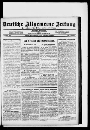 Deutsche allgemeine Zeitung vom 14.11.1919