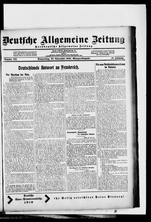 Deutsche allgemeine Zeitung vom 27.11.1919