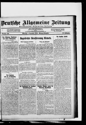 Deutsche allgemeine Zeitung vom 01.12.1919