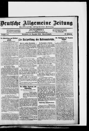 Deutsche allgemeine Zeitung vom 27.12.1919