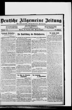 Deutsche allgemeine Zeitung vom 29.12.1919