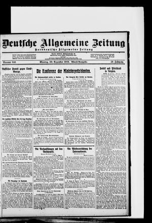Deutsche allgemeine Zeitung vom 29.12.1919