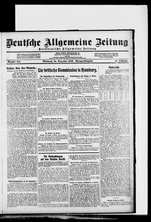 Deutsche allgemeine Zeitung vom 31.12.1919